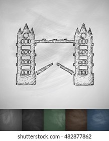 Tower Bridge icon. Hand drawn vector illustration