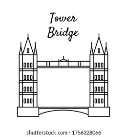 Puente de torre en estilo de arte en línea. Ilustración adecuada para viajes, ocio y recuerdos.