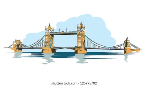 Tower Bridge of London - colorful vector illustration