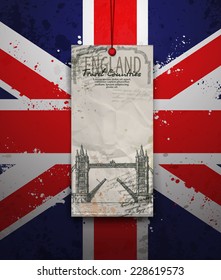 Tower Bridge, London, England, UK. Hand Drawn Illustration. Vector vintage background.