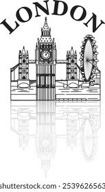 Tower Bridge, Londres, Inglaterra, Reino Unido. Ilustración dibujada a mano. Vector de fondo vintage.