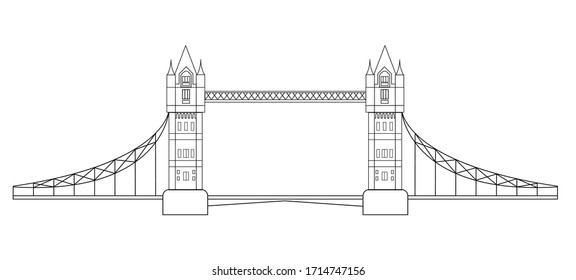 Turmbrücke. historischer Ort von London. Schwarz-Weiß-Symbol