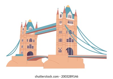 Tower Bridge in London on white background.