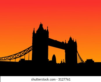 Tower Bridge London at sunset with colorful sky