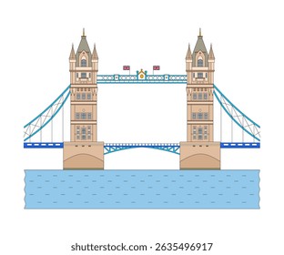 Tower Bridge - Symbol of England. Linear color illustration