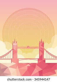 Tower Bridge, Thames River, Famous world landmark, London, England, vector illustration