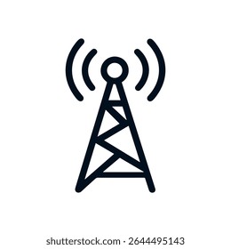 Ícone de comunicação sem fio do sinal de transmissão da torre. Ilustração de símbolo de ícone
