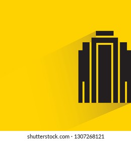 tower building with drop shadow on yellow background vector