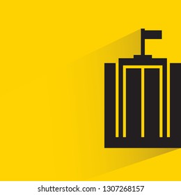 tower building with drop shadow on yellow background vector