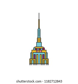 Tower building icon. Cartoon tower building vector icon for web design isolated on white background