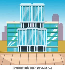 Tower building on city