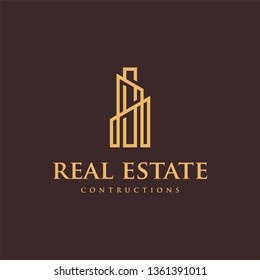 Tower Building simple logo, Real Estate Construction Logo design vector