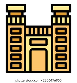 Tower casablanca icon outline vector. City skyline. Africa travel color flat