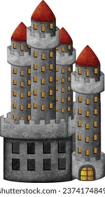Tower of castle with candlelit floor