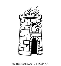 TORRE DEL CASTILLO EN EL FUEGO LOGO NEGRO FONDO BLANCO