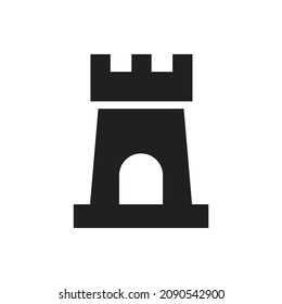 Ilustración vectorial de diseño de icono de castillo en torre