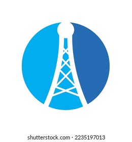 Tower cellular communication logo design template vector illustration