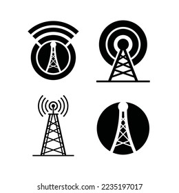 Ilustración vectorial de diseño de logotipo de comunicación móvil en torre