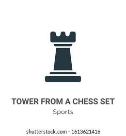 Tower from a chess set glyph icon vector on white background. Flat vector tower from a chess set icon symbol sign from modern sports collection for mobile concept and web apps design.