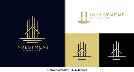 tower city abstract geometry simple logo. linear building symbol or icon concept for property invest, hotel, apartment, real estate logo