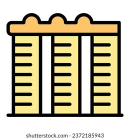Tower city icon outline vector. Building landmark. Asia hotel color flat