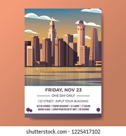 TOWER CITYSCAPE FROM TOP VIEW BUSINESS POSTER