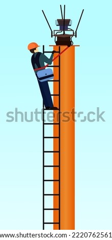 tower climber vector illustration, tower  telecommunication climber technician, work in danger and height, communication industry