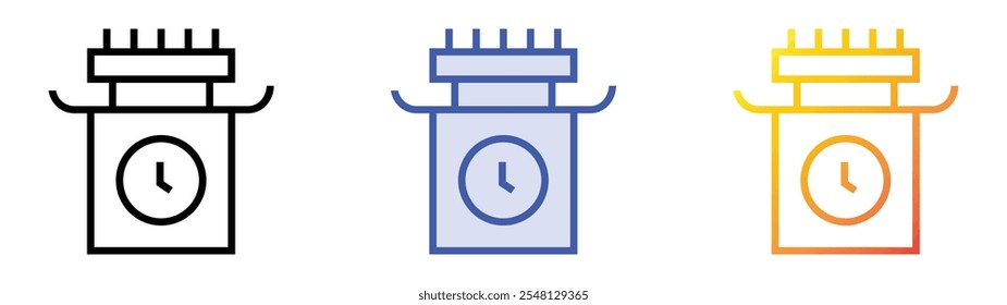 tower clock icon. Linear, Blue Fill and Gradient Style Design Isolated On White Background