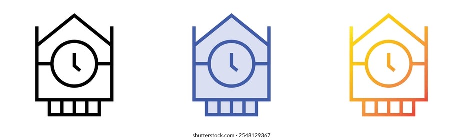 tower clock icon. Linear, Blue Fill and Gradient Style Design Isolated On White Background