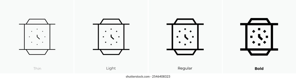 tower clock icon. Thin, Light Regular And Bold style design isolated on white background