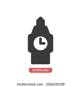 Tower clock vector icon