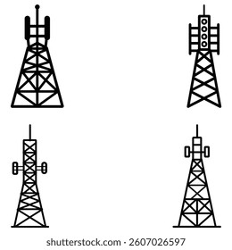 Tower Connectivity and Communication black icon illustration