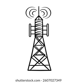 Tower Connectivity and Communication black icon illustration style design.