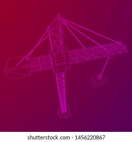 Tower construction building crane. Wireframe low poly mesh vector illustration