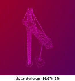 Tower construction building crane. Wireframe low poly mesh vector illustration