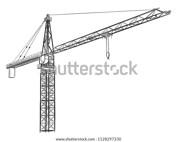 Tower Construction Crane Detailed Vector Illustration Stock Vector ...