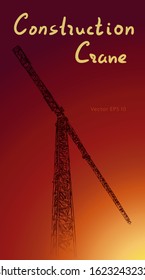 Tower construction crane. Hand drawn vector illustration