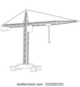 Grúa de construcción de la torre aislada sobre fondo blanco. Ilustración vectorial.