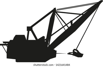 Tower construction crane silhouette vector illustration isolated on white background.