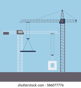 Tower construction cranes. Vector illustration
