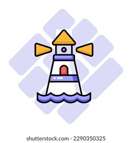 A tower containing a beacon light to warn or guide ships at sea, well designed icon of lighthouse