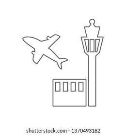 tower controller and plane icon. Element of Airport for mobile concept and web apps icon. Outline, thin line icon for website design and development, app development