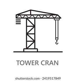 Icono de Tower Cran. icono de vector de línea en fondo blanco. diseño de alta calidad. trazo de estilo lineal editable. icono de vector.