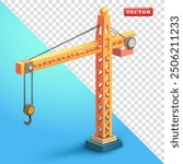 Tower crane, 3d vector. Suitable for construction, industry and design elements