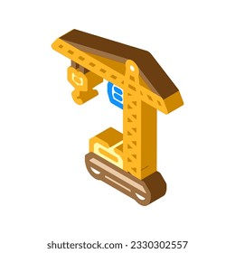 vector de icono isométrico de la torre de ingeniería civil. símbolo de la torre de la grúa de la ingeniería civil. ilustración de símbolo aislado