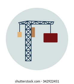 Tower Crane Colored Vector Illustration 