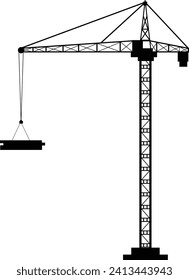 Tower crane. Construction Elements, Crane
Vector on White Background. Building and
construction. Machinery and equipment.
Hard Work, Construction Works, Crane Png
Vector, Black colour. Silhouette 