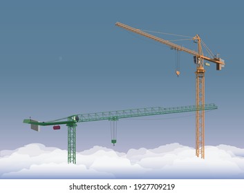 Tower crane high on sky