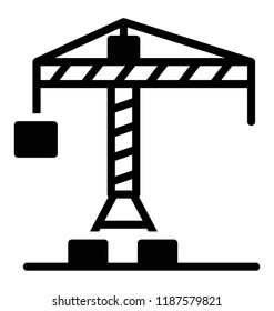 Tower crane with the hook used for loading and picking goods 