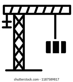 Tower crane with the hook used for loading and picking goods 